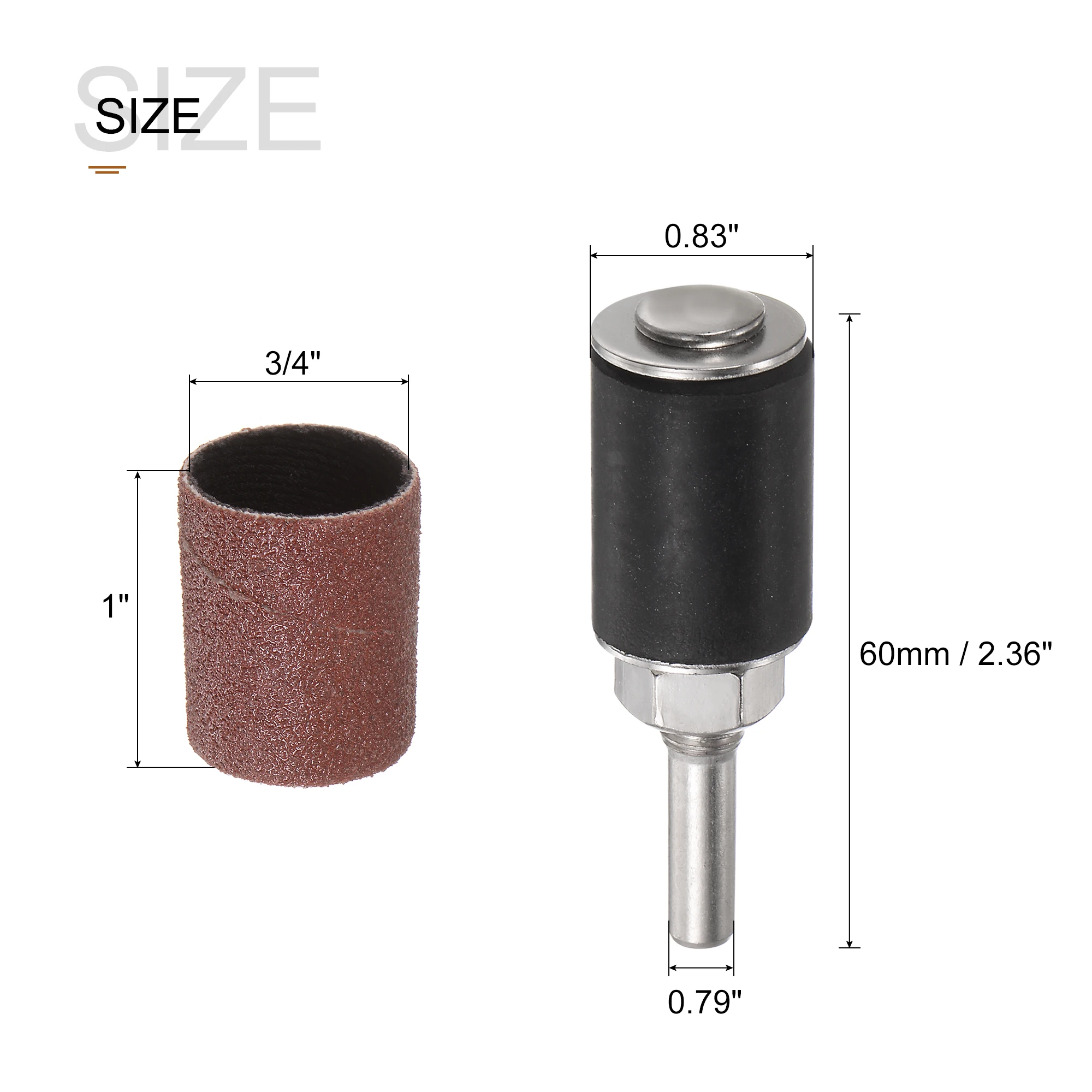 Schleifhülsen-Set, Körnung 120, mit 0,79 Zoll Dornen