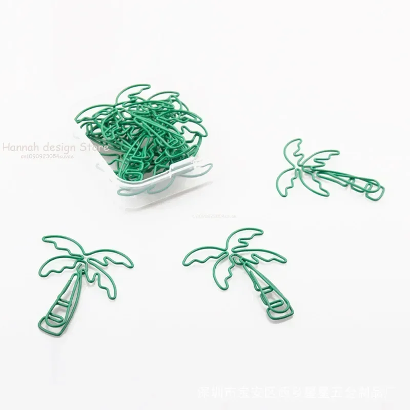 Coconut Tree Paper Clip, Forma de árvore, Special-Shaped Pin, Clipes De Papel Bonito, Clipe De Metal Decorativo, Planner Clips, Paperclip, 50pcs