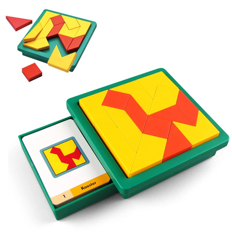 Pattern Blocks Montessori Toys Shape Puzzles Kindergarten Classic Educational Tangram Geometric Brain Teaser Toys For Kids Gift