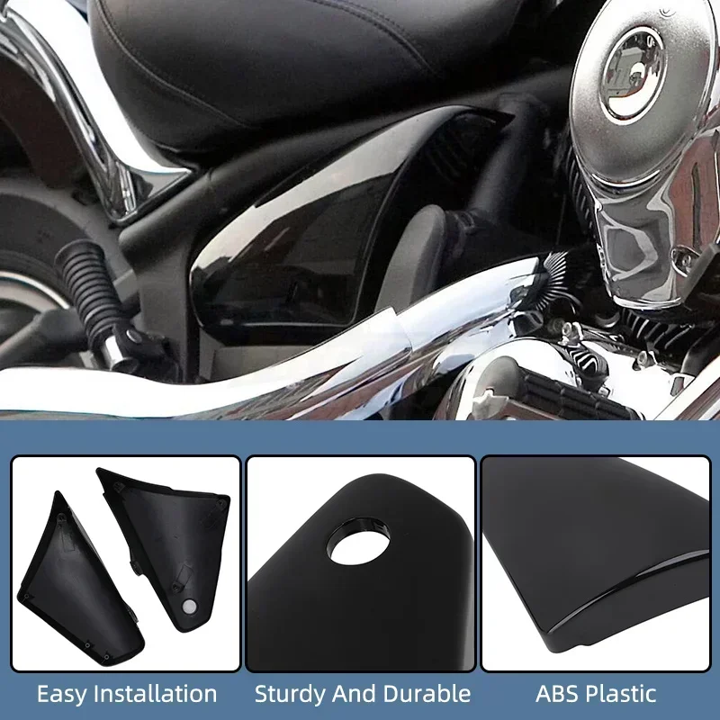 لكاواساكي فولكان VN900 كلاسيكي مخصص 2006-2020 أسود دراجة نارية بطارية الجانب هدية يغطي الإطار الحرس حامي #3