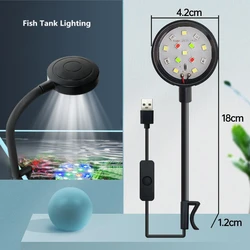 Mini Fish Tank Lighting LED Light Waterproof USB-Plug 360 Degree Rotation Energy Saving Clip Design For Fish Tank Aquarium
