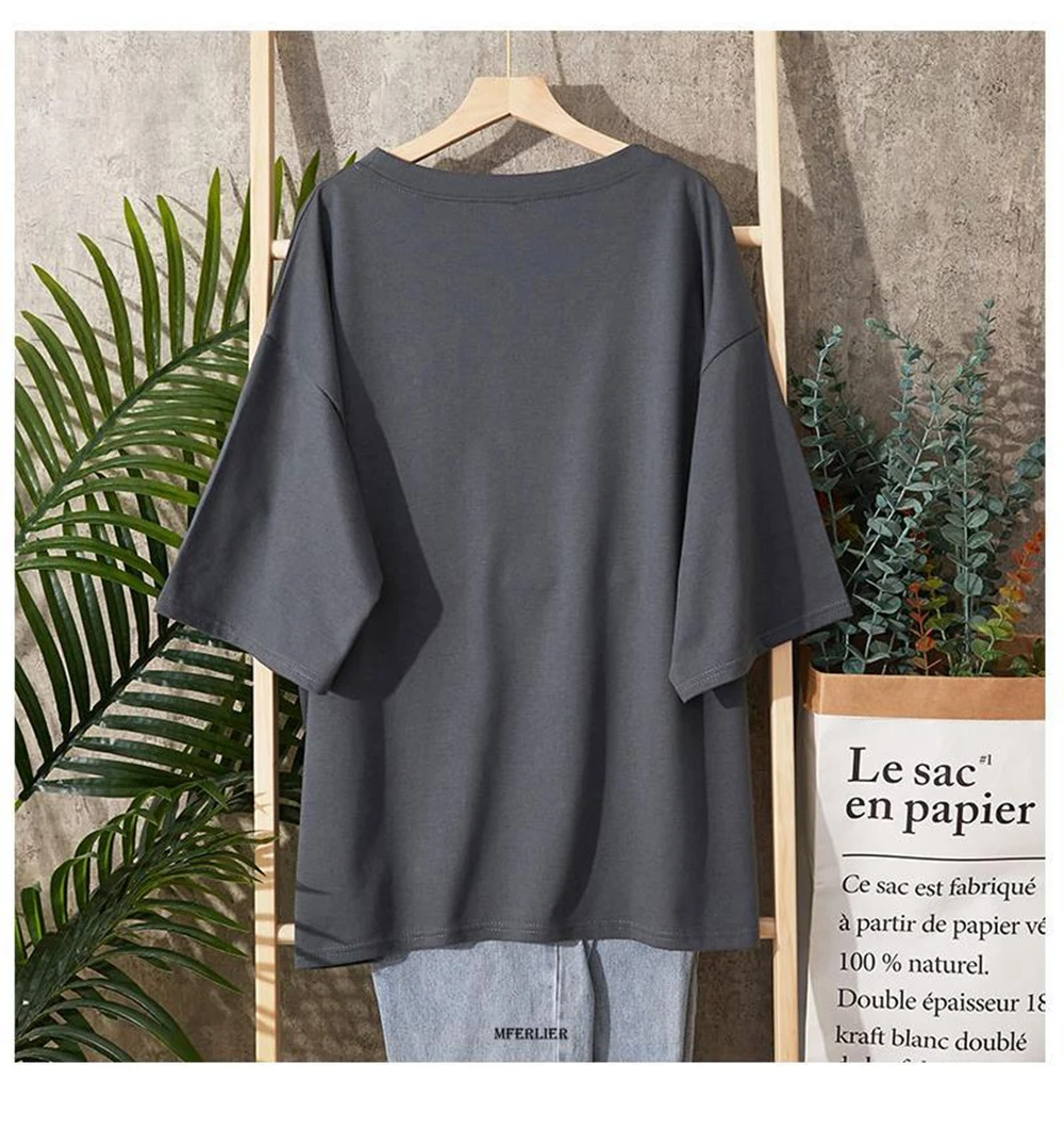 T-shirt col rond manches courtes femme noir, décontracté et surdimensionné, Harajuku, grande taille 6XL, 150KG, été