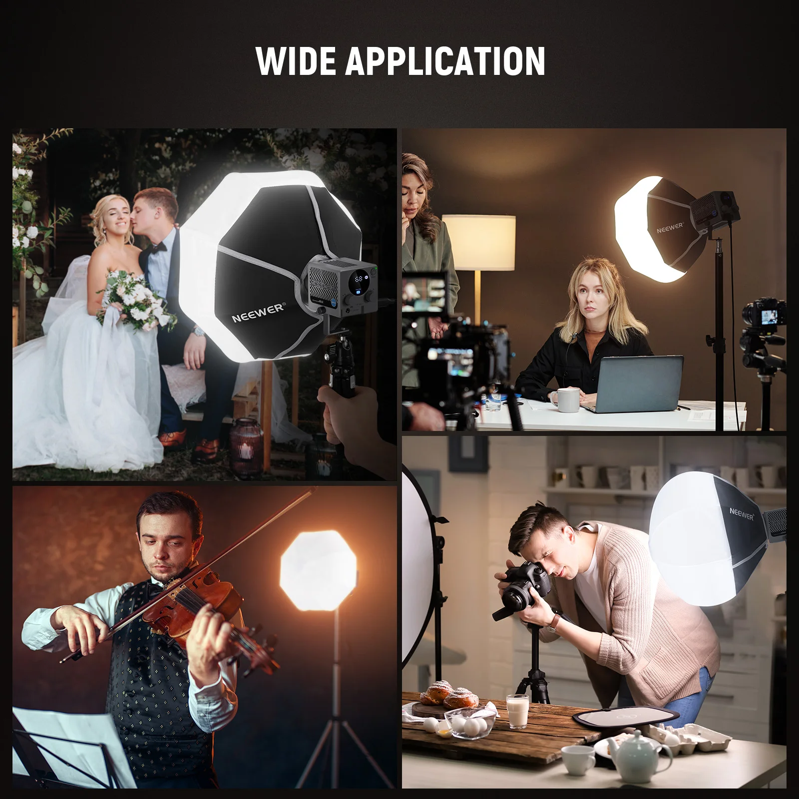 NEEWER 12"/30cm Laternen-Softbox für HS60B LED-Videoleuchte, Schnellverschluss 360 ° Omnidirektionale Mini-Softbox mit Lichtdiffusor – Detail 7