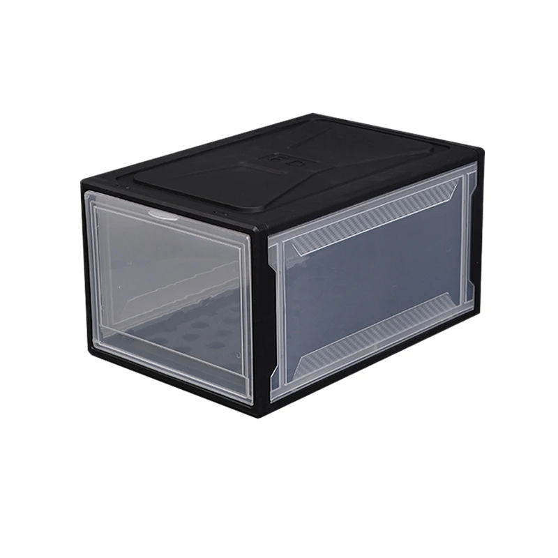 Basketball Drawer Type Shoe Box Shoe Organizer Boxes Drawer Transparent Plastic Shoe Storage Box Display Wall Black