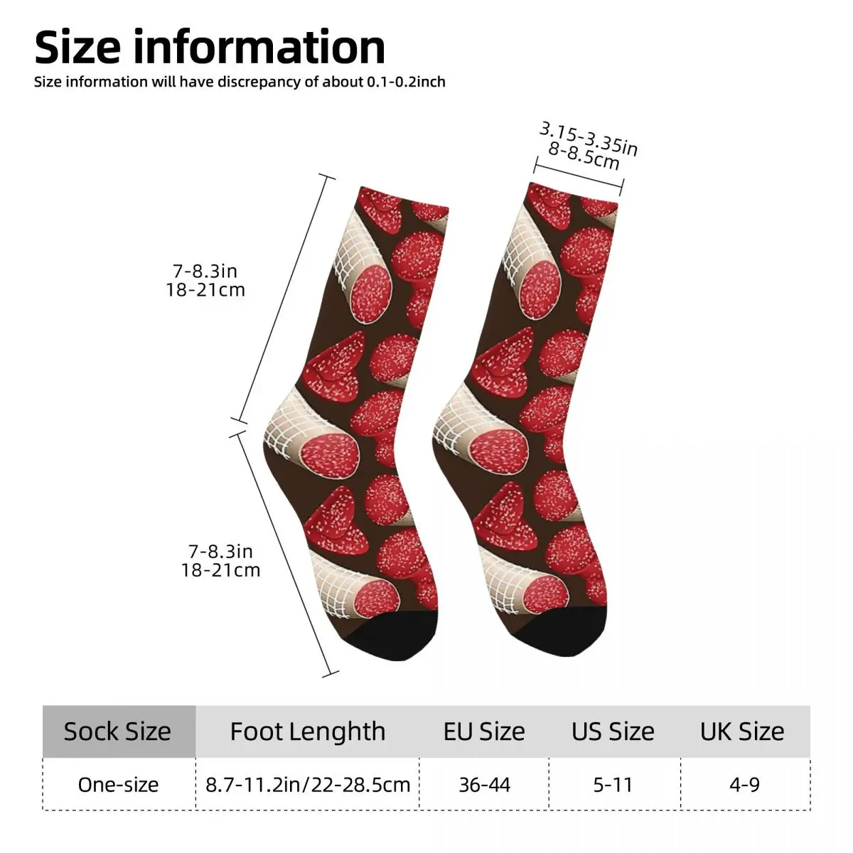 Salami Time Socks Harajuku Sweat Absorbing Stockings All Season Long Socks Accessories for Man's Woman's Gifts