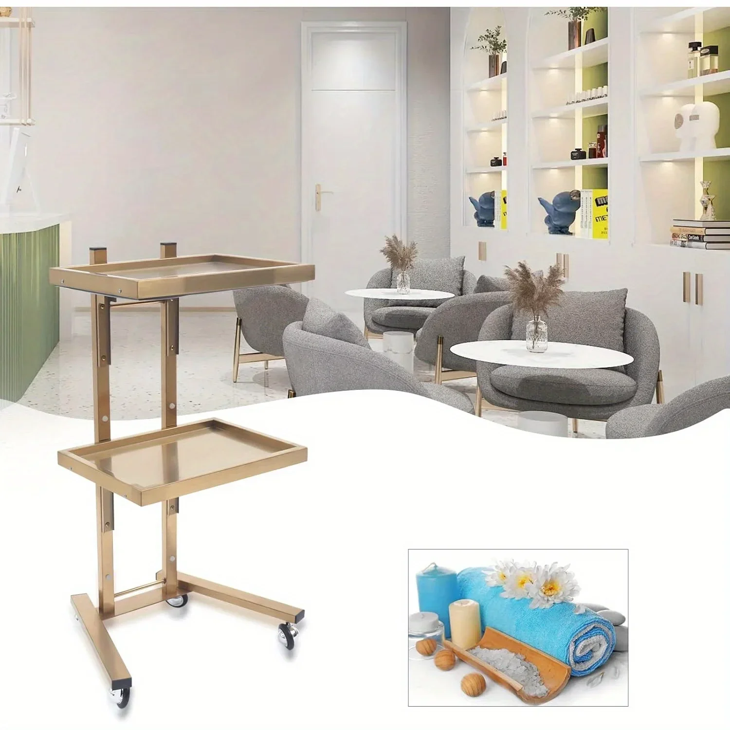 متعددة الأغراض عربة تسوق أداة صالون تجميل أداة عربة متحركة القابلة للإزالة الحلاق تتحرك كاريتو مساعد أثاث صالون الشعر #5