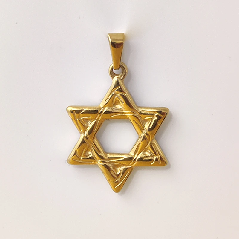 Stylish 18K Gold Plated Star of David Necklace in Stainless Steel - Religious Hexagram for Men & Women, Gift Option