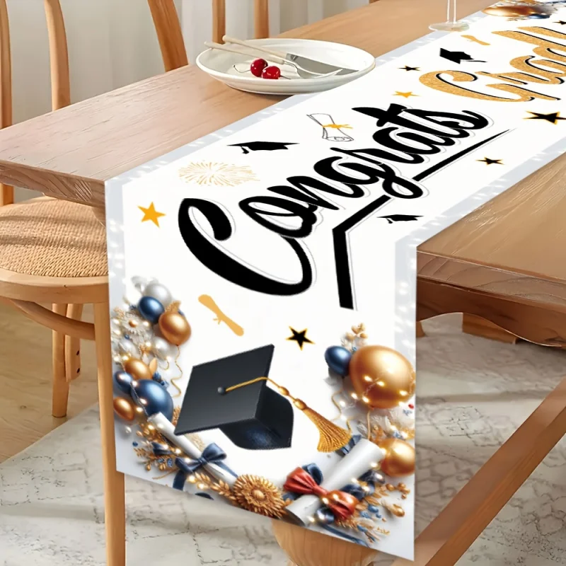 VIKAMA Graduation Celebration Table Runners Decorative Table Linens for Graduation Parties And Ceremonies