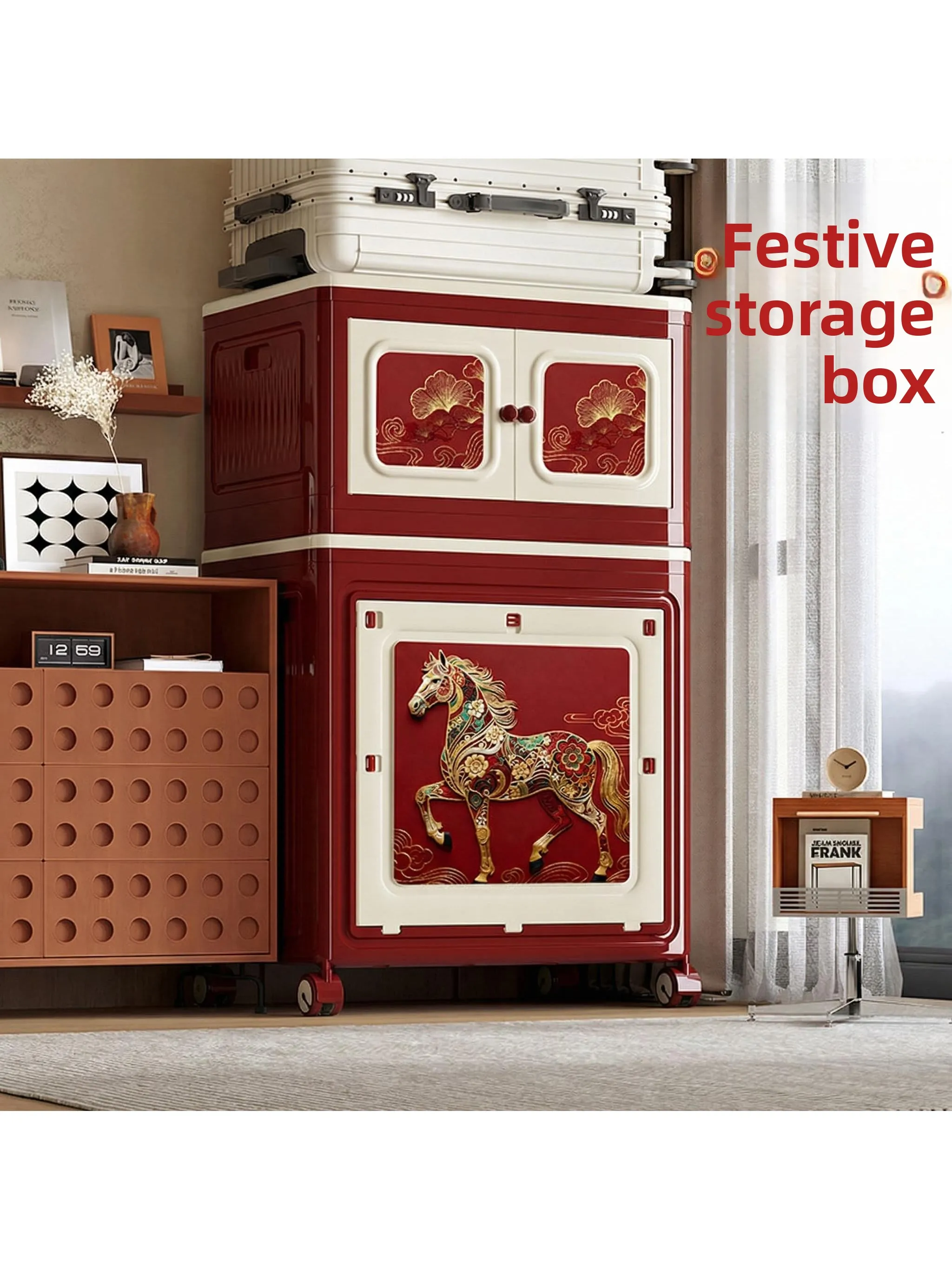 

Chinese Style Bedroom Clothing Storage Box Non-Install Baby Clothes Storage Cabinet Home Use Combination Storage Wardrobe