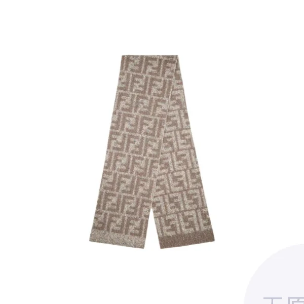 FENDI Wool Alpaca Mulberry Silk Polyamide Knit Scarves Unisex Dove Gray FXT125ATZLF1QB5