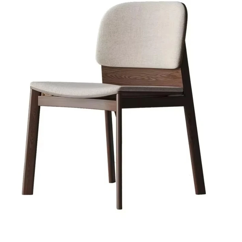 Modern Accent Chair Solid Wood Comfortable Seat Restaurant Villa Black Dining Chair