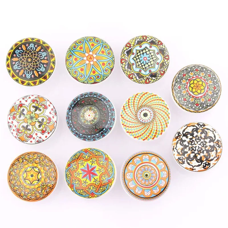 38mm Round Ceramic Cabinet Door Handle Drawer Knob American Vintage Decorative Handles Wardrobe Cabinet Door Pulls Diy