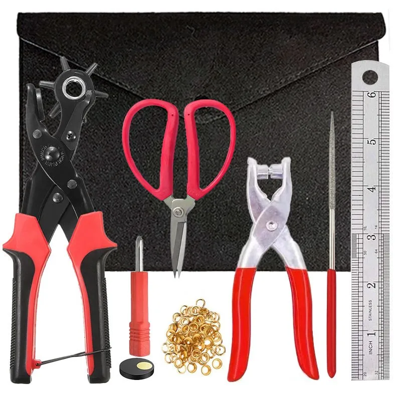 New Design Eyelet Puncher DIY Tool set Watchband Strap Household Leathercraft Leather Belt Hole Punch Plier