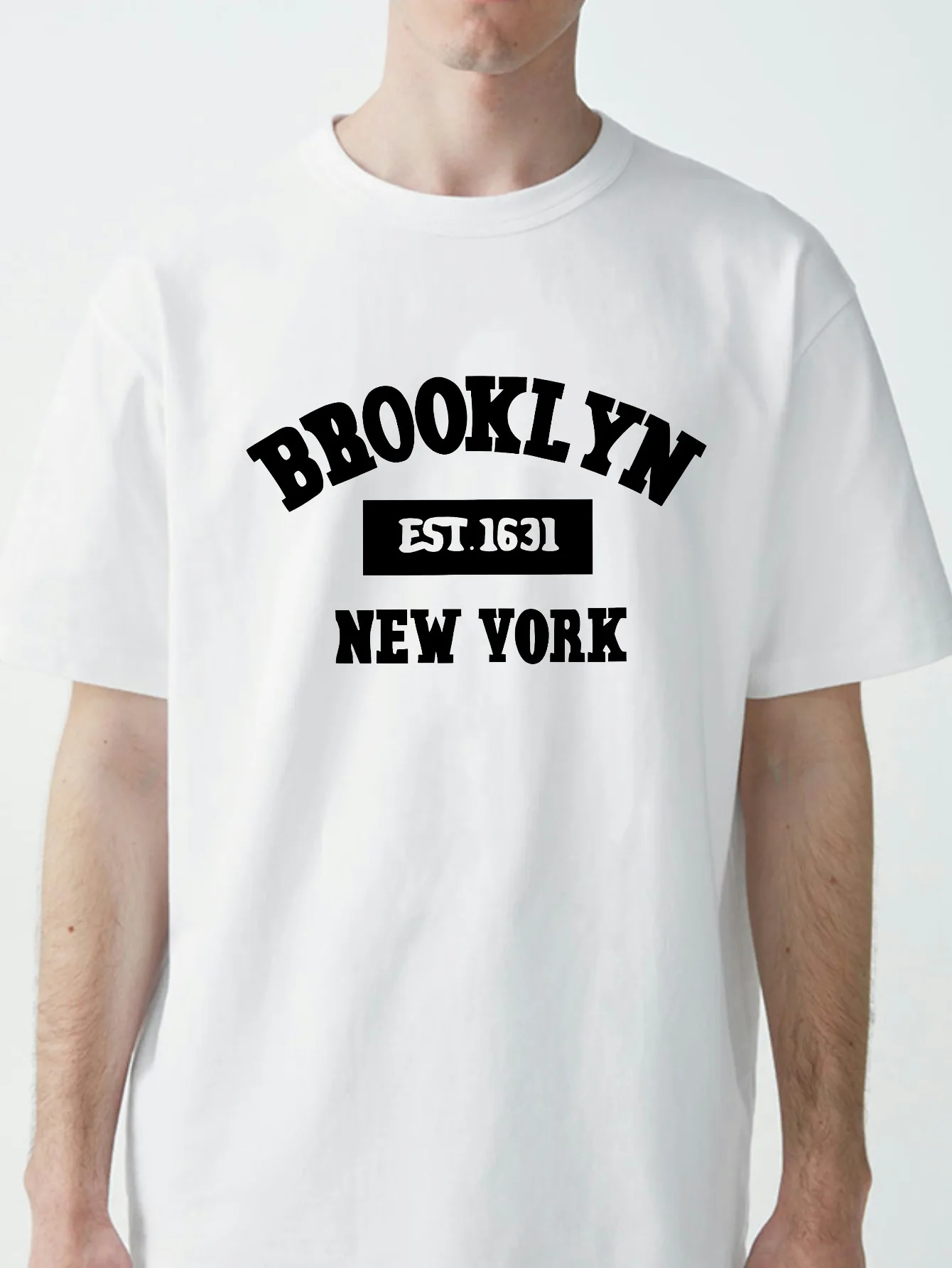 بروكلين Est.1631 نيويورك رسالة تي شيرت مطبوع رجل عادية فضفاض تي شيرت الصيف ملابس علوية من القطن موضة تنفس المحملة الملابس
