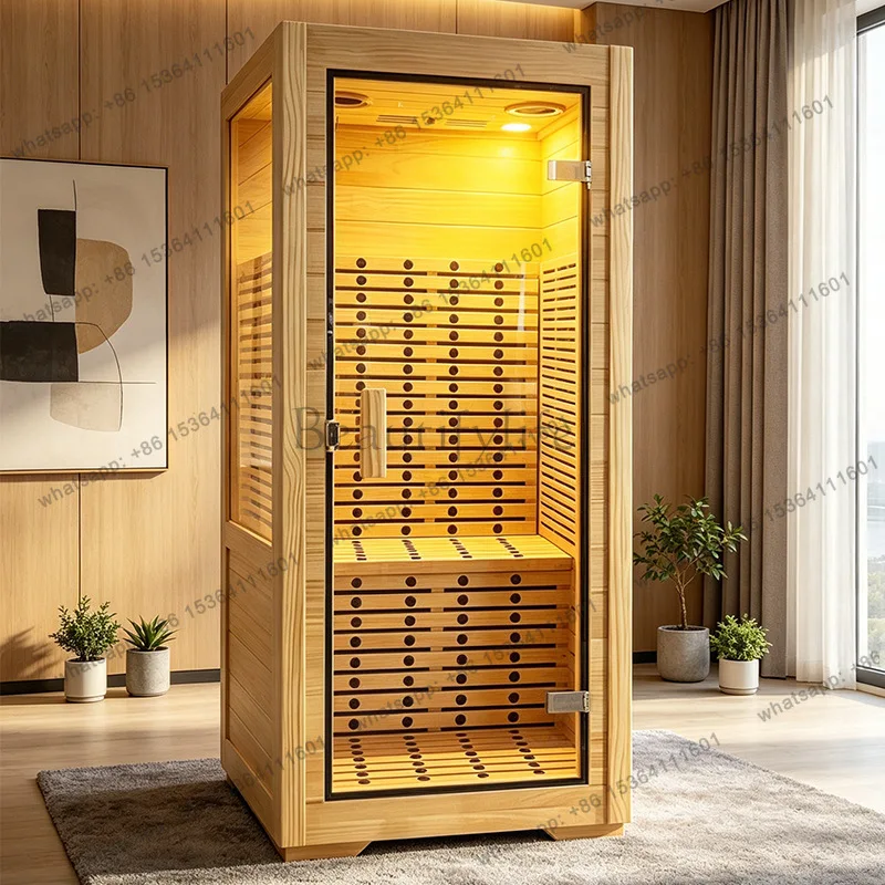 HOT Home Sauna Room Solid Wood Single Steam Room Customizable Mobile Light Wave Room Multifunctional Physiotherapy Cross-border