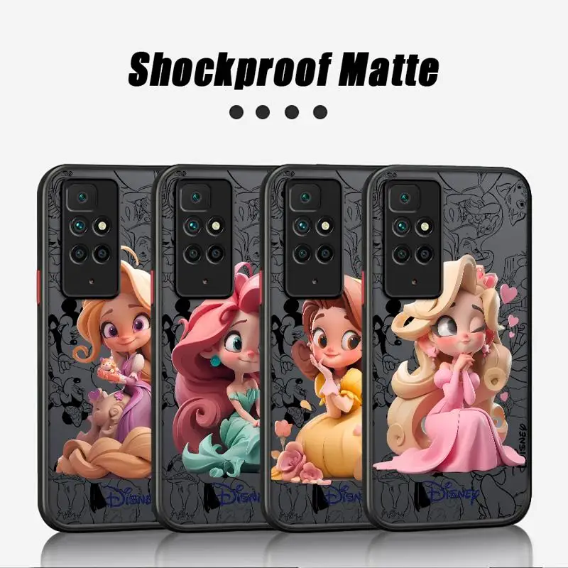 phone cases for Redmi Note 12S 11 case K40 8 10S 11Pro 10 13 8T 9 11S 10 Lite 12 Luxury Cover funda Disney Princess Cute Mermaid