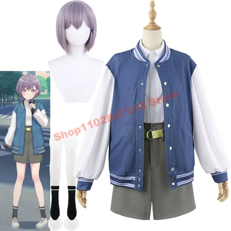 

BanG Dream! Takamatsu Tomori Cosplay Wig And Costume Anime It's MyGO!!!!! Lead Singer Tomorin Baseball Jacket Short Skirt Set