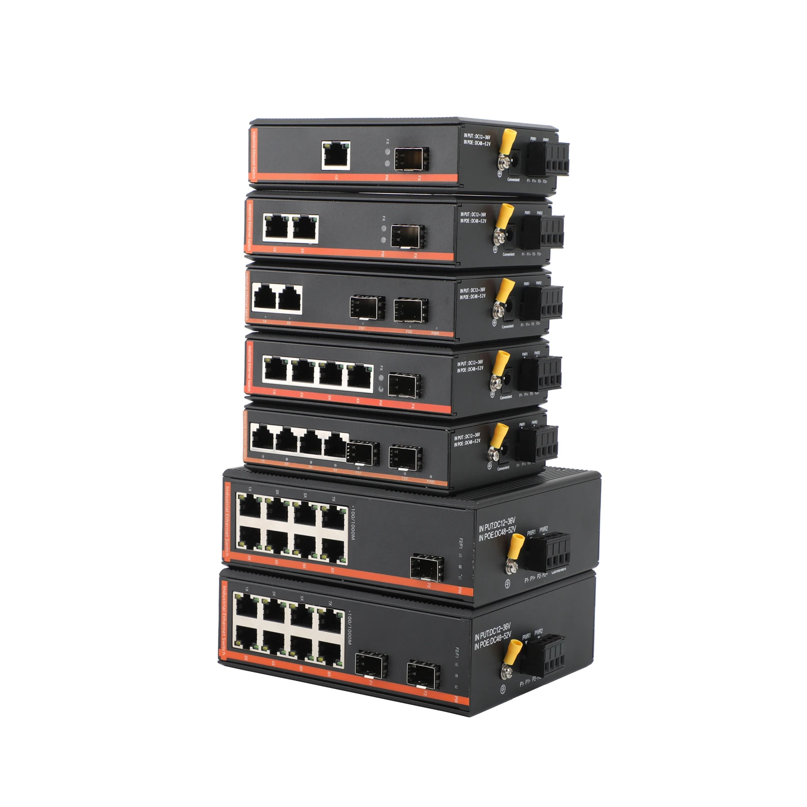1PCS Gigabit SFP Industrial Transceiver 1/2 SFP to 1/2/4/8 RJ45 10/100/1000M Fiber Optic Switch Industrial Network
