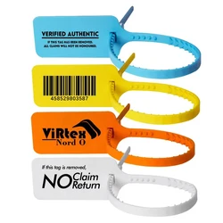 100Pcs Custom Logo Plastic Security Seals Zip Tie Hang Tags Personalized Brand Labels for Garment Sneaker Shoes 300mm 11.8