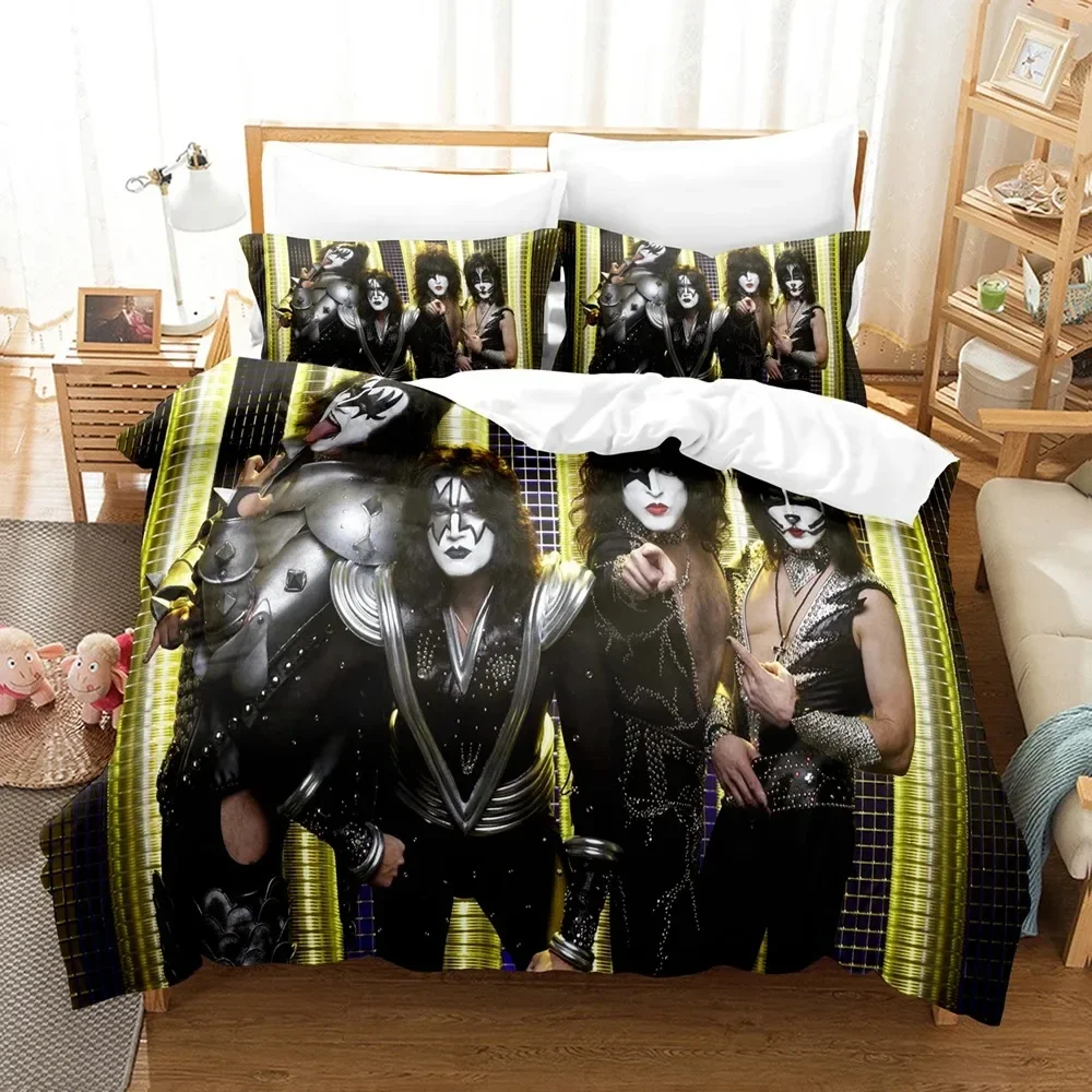 

Kiss Rock Band Music 3D Duvet Cover Bedding Set Polyester Pillowcases Quilt Cover Fashion Home Decor Gift Twin King Queen