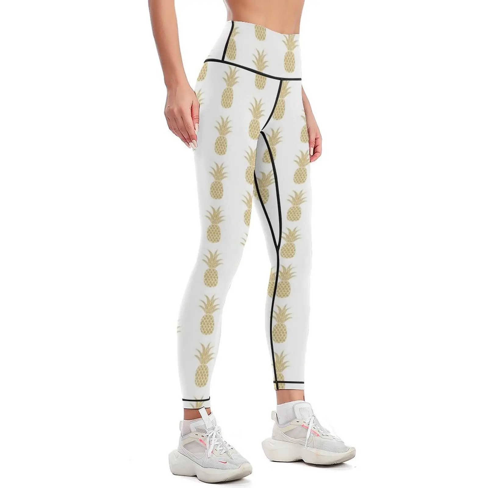 Gold Pineapple Leggings high waist Clothing fitness Training pants Womens Leggings