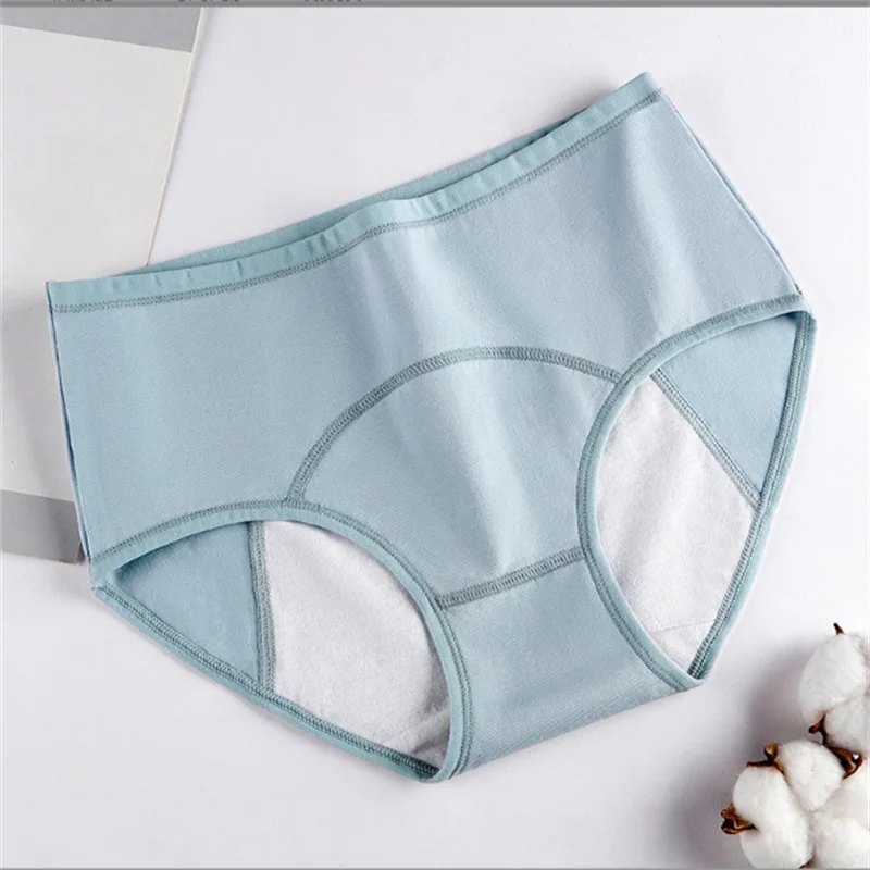 4 pairs of boxed physiological underwear with cotton waterproof crotch at the waist and front and back, leak proof physiological