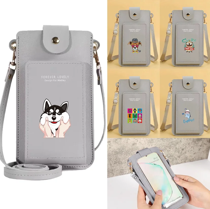 

Mobile Phone Pack Dog Pattern Printing Series Simple Portable Students Touch Screen Phone Bags New Women Personality