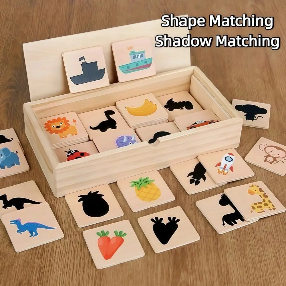

Wooden Shape Matching Jigsaw Puzzle Montessori Animals/fruits Shape Shadow Matching Puzzle Games Lightweight Durable