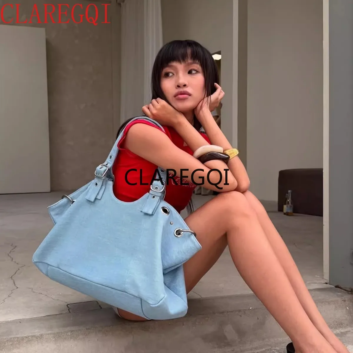 Premium Sweet Cool Hot Girl Motorcycle Bag Korean Edition Large Capacity Commuter Tote Bag Versatile Travel Shoulder Bag