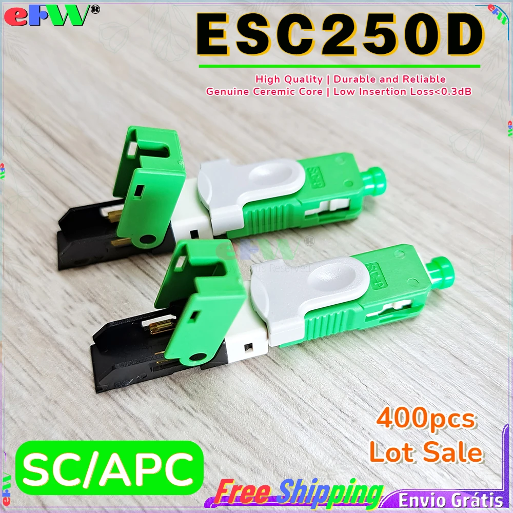 

400pcs big sale ESC250D Fast Connector SC APC Single-Mode Fiber Optic Quick Connector FTTH Pre-embeddy Filed assembly coupler