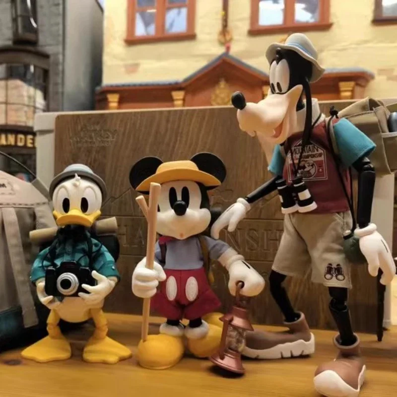 Disney Mickey Mouse Donald Duck Goofy City Escape Plan Camping Figure Toy Statue Joint mobility Model Collection Brithday Gifts