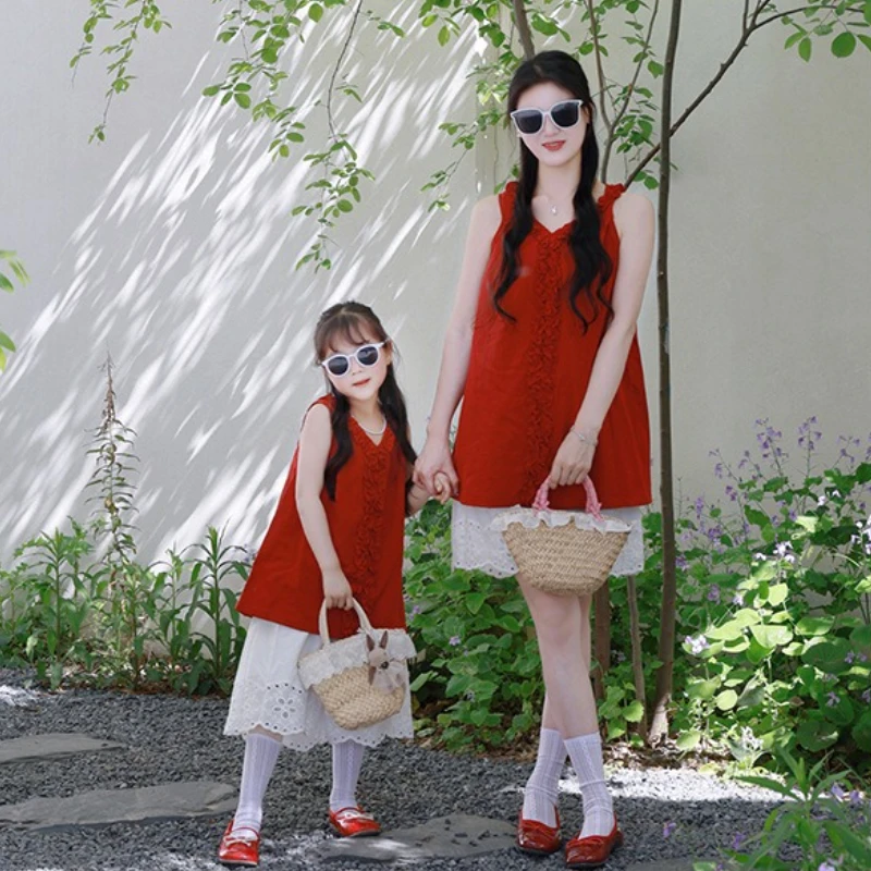 Like Mother Like Daughter Summer Outfits Mom and Baby Girl Dress Shorts Two Piece Matching Clothes Korean Mommy and Me Clothing