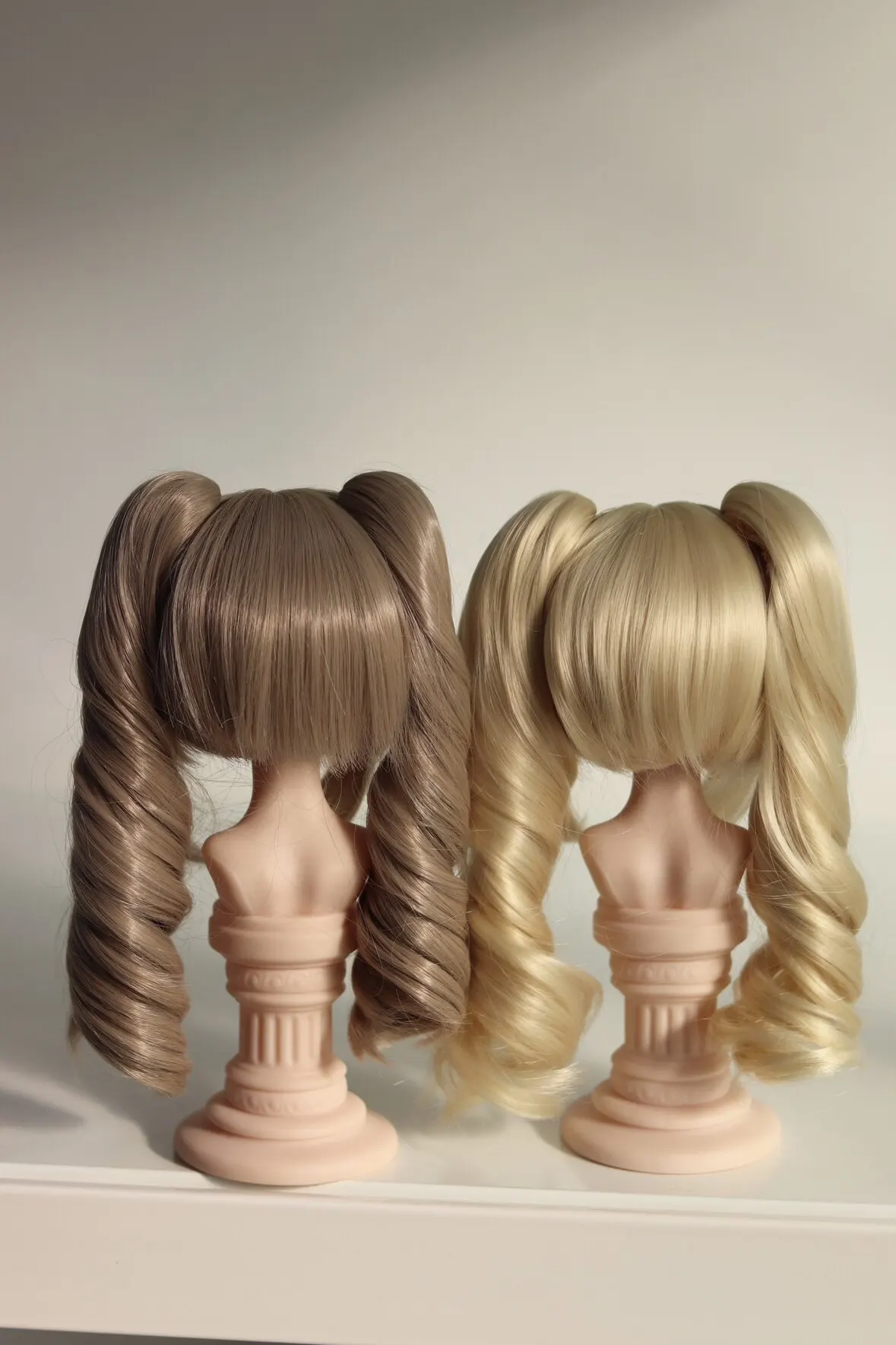 Detachable Curly Hair Wig Cute Graceful Twin Ponytails BJD/DD/SD 1/3 1/4 1/6 High Temperature Silk BJD Doll Accessories(no doll)