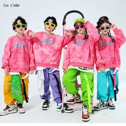 Boys Hip Hop Tie-dyed Sweatshirt Street Dance Cargo Pants Girls Fashion Pullover Clothes Sets Kids Streetwear Child Jazz Costume