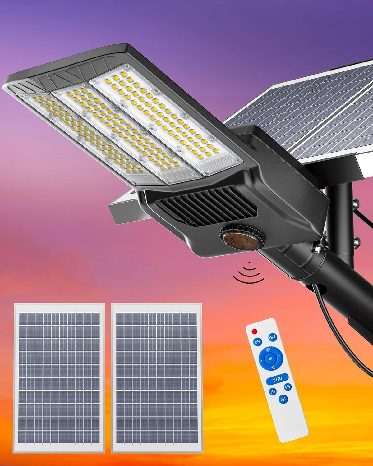 

5000W Solar Street Lights Outdoor, 480000LM Commercial Parking Lot Light Dusk to Dawn IP67 Waterproof 6500K Solar Security