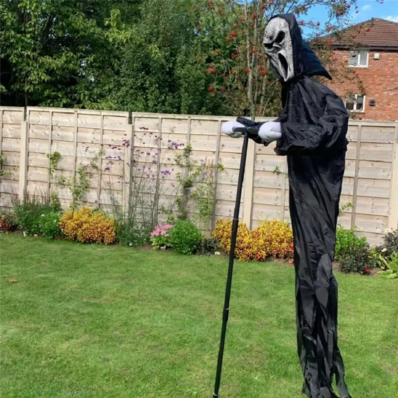 

ABJI-Garden Ghostface Halloween Decor Scary Hanging Ghost Decorations Courtyard Bird Repeller