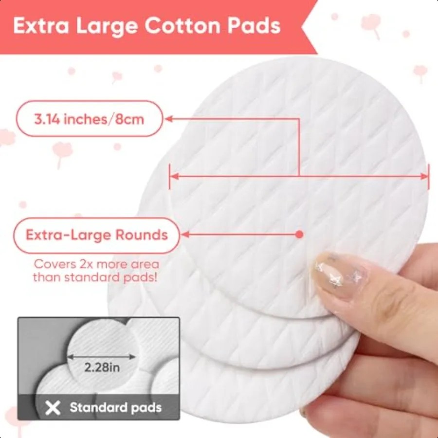 Redondas de algodón extragrandes Diámetro 3.14 100 Almohadillas de algodón puro Suaves y sin pelusa para quitar esmalte de uñas de maquillaje y limpieza Fa