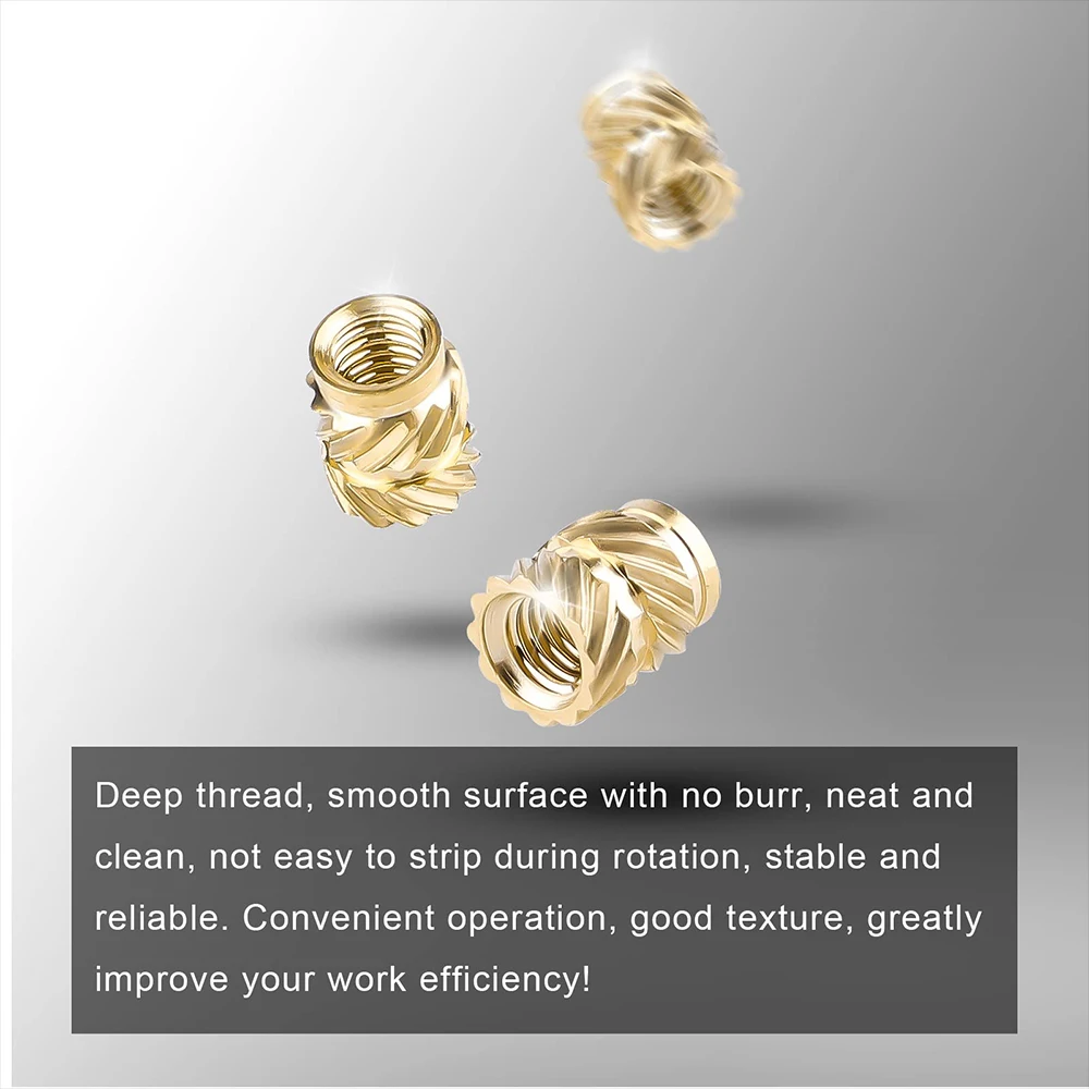 30/50/100PCS M4 Brass Inserts Threaded Heat Resistant Embedding Nuts Hot Melt Insert Nuts For 3D Printing Plastic Injection