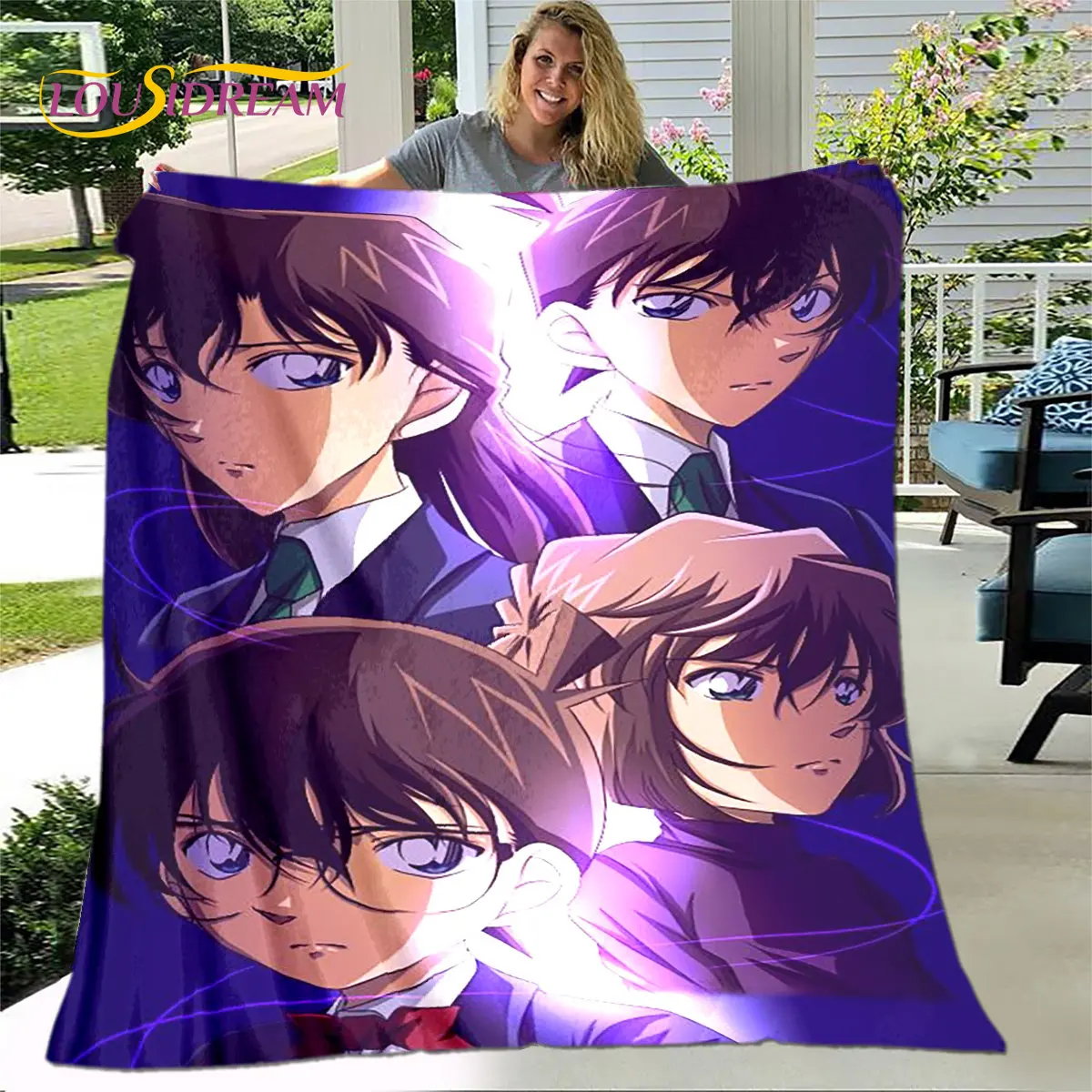 Anime Detective Conan Cartoon Soft Plush Blanket,Flannel Blanket Throw Blanket for Living Room Bedroom Bed Sofa Picnic Cover 3D