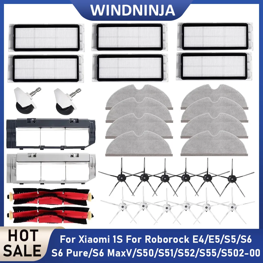 Parts For Roborock S5 S50 S51 S52 S55 S6 S6Pure S6MaxV For Xiaomi 1S Vacuum Filters Main Brush Cover Mop Cloths Side Brush Wheel