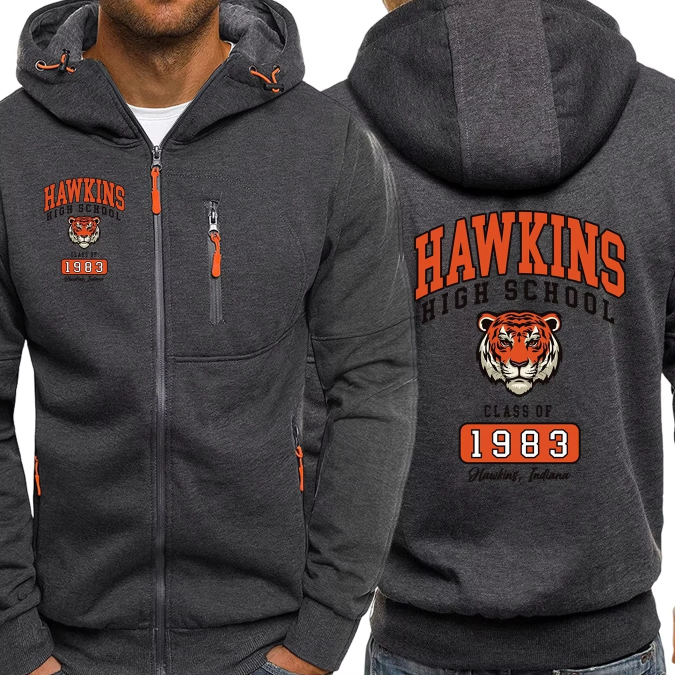 

Мужские толстовки на молнии с принтом «Тигр 1983, модное повседневное пальто с капюшоном, флисовая свободная одежда, осенняя винтажная уличная одежда в стиле хип-хоп