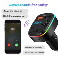 Bluetooth 5.0 Car FM Transmitter USB Type-C Dual USB Ambient Player MP3 Fast Charger Type-C Wireless Light Handsfree