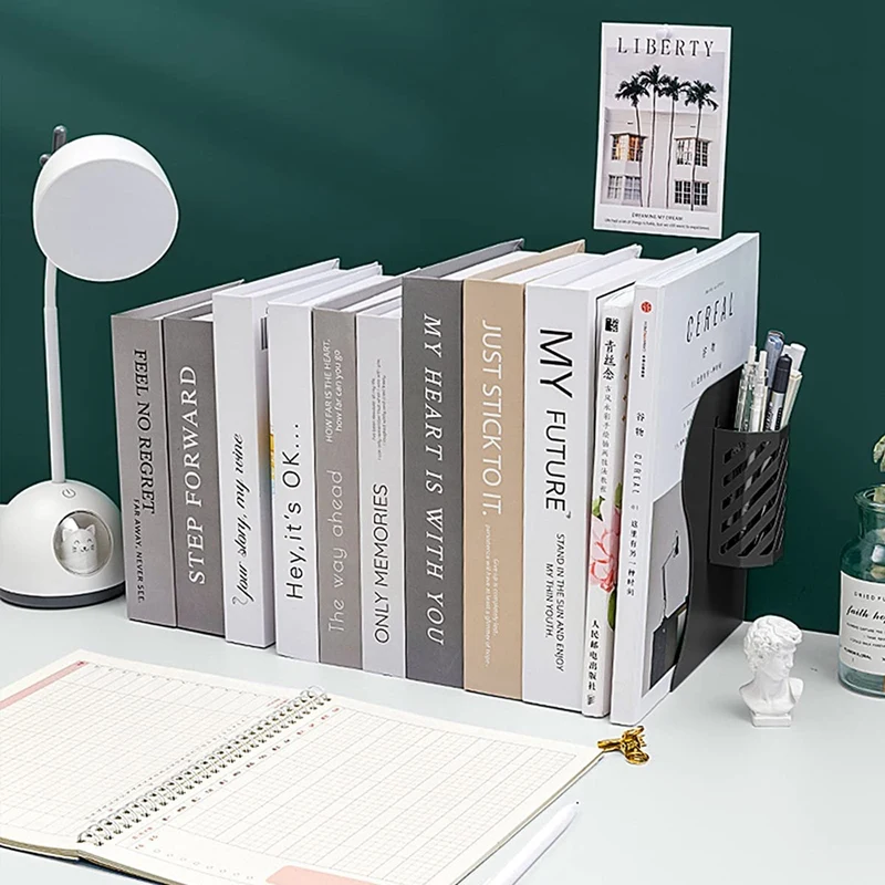 Adjustable Bookends For Heavy Book Expandable Book Organizer With Pen Holder For Office School Libraries