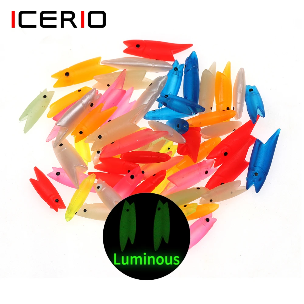 

ICERIO Wholesale 2cm 3cm Soft Silicone Fish Head DIY Sabiki Rig Material Luminous Lure Bait Tackle for Makerel Herring Fishing