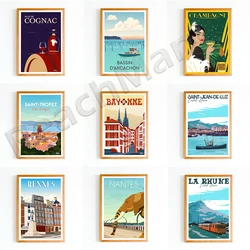 Rennes-Brittany, Saint-Tropez - French Riviera, Arcachon Bay Dunes du Pilat, Saint-Jean-de-Luz - Basque Country, travel poster