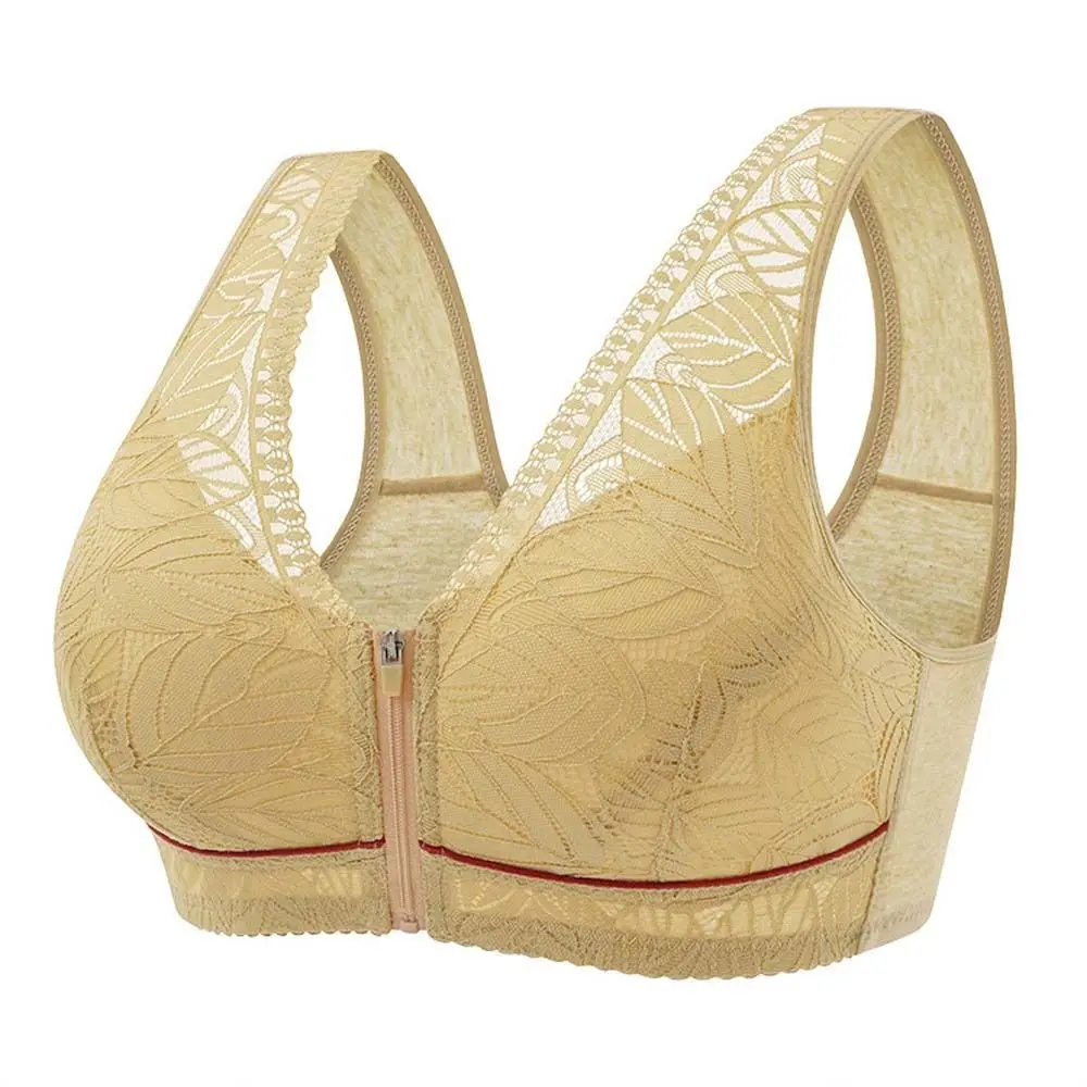 Big Cup Middle Aged Elderly Bra Anti-sagging Shockproof Large Size Bra Cotton Nylon Close-fitting Wireless Bra Travel