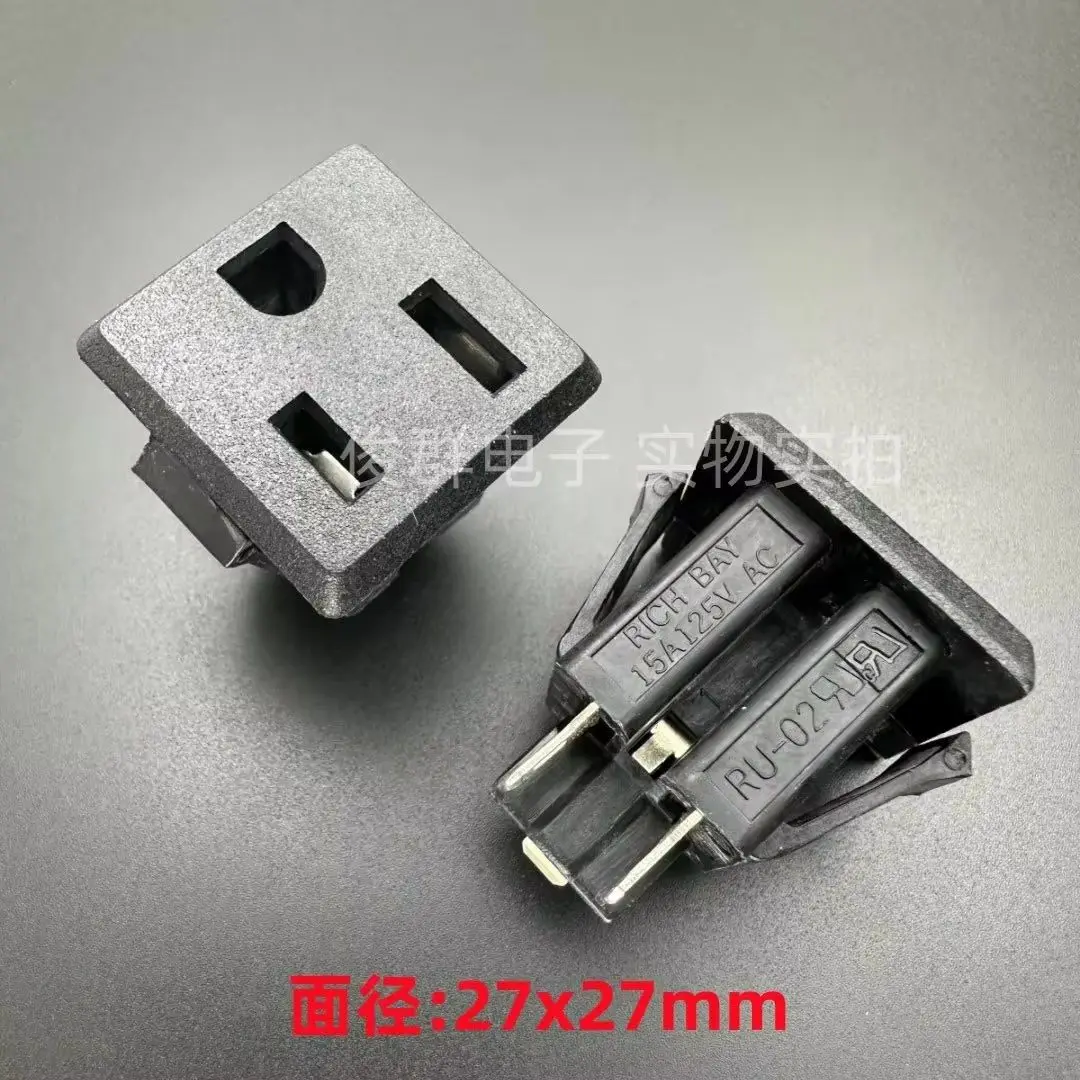 10pcs/ RU-02 American Standard Power Socket Three-hole Female Seat American Gauge Plug Buckle Socket 15A