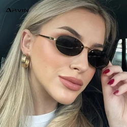 Rimless Oval Sunglasses Female Vintage Brand Small Frame Sun Glasses Women Fashion Clear Ocean Lens Sunglass Shades UV400