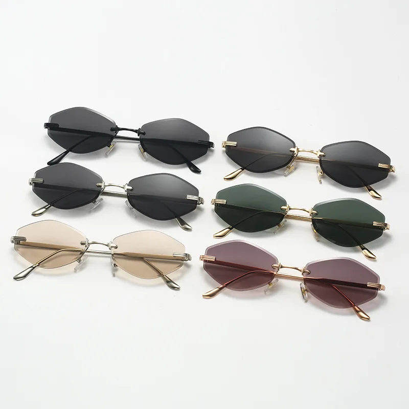 DDDLONG Retro Fashion Rimless Punk Y2k Sunglasses Women Men Sun Glasses Vintage UV400 Outdoor Shades D653