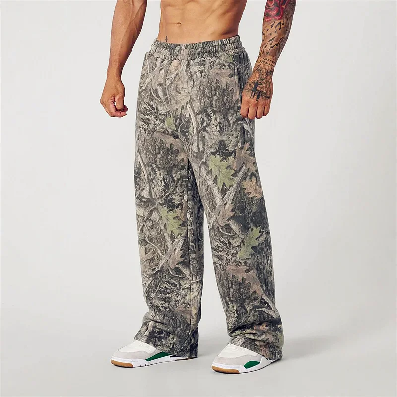 

Men jungle camouflage Casual Pants Wide Leg Pants Breathable running American size trousers loose Large size men sweatpants